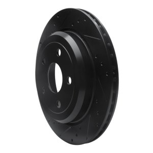 Dodge Durango Brake Rotor (1) - Rear Left - R1 Concepts - Drilled & Slotted - Black - `11-`25